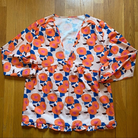 Tops - Small Peach Print Blouse